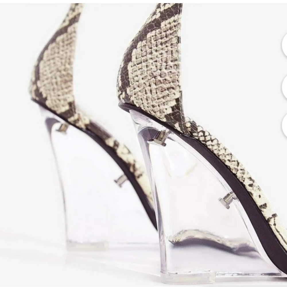 Cape Robbin Magnetic Snake Translucent Wedge High Heel Tie Up Open Toe Sandal - Picture 2 of 8